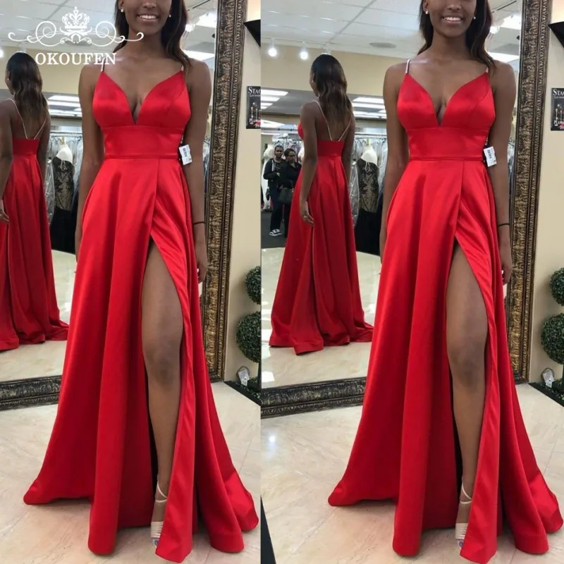 long red dress with side split