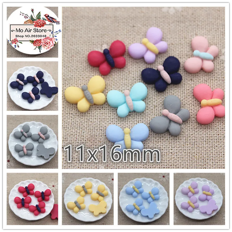 50pcs 11x16mm Mix color Small Butterfly Resin Flatback Cabochon DIY Jewelry/Phone/Nail Art Decoration