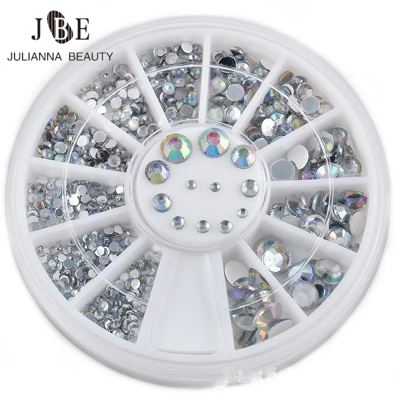3 Boxes/Lot 200 Pcs Nail Art Decorations Rhinestones 3D Crystal Stone Sequins Nails Wheel Charms Jewelry Accessories | Красота и