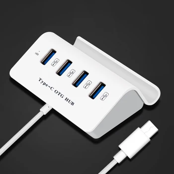 

USB C HUB 4 Ports Type C Hubs Super Speed Type-c Splitter for Macbook USB-C Hubs Adapter with Phone Holder Computer accessories