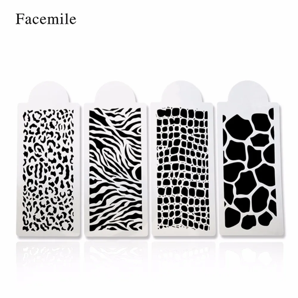 

4PCS Cake Stencil Side Wedding Cake Leopard Skin Tool Cookie Stencil Template Fondant Bakeware Cake Decoration Tool