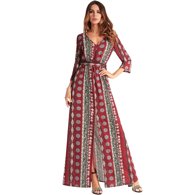 geometric print maxi dress