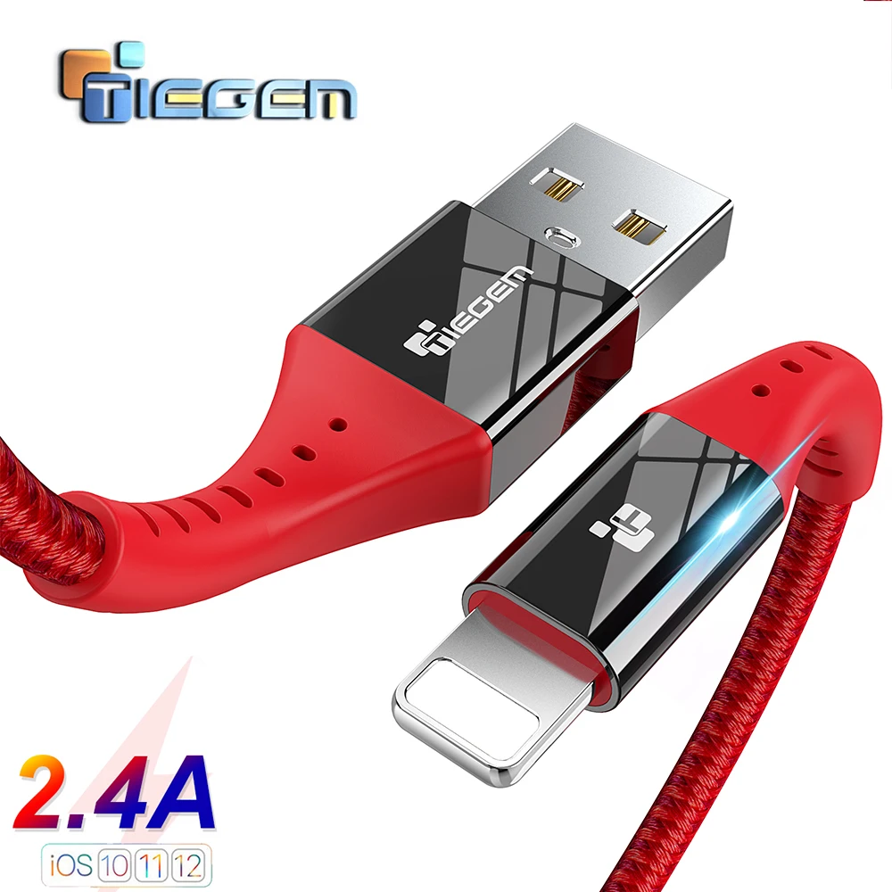 TIEGEM USB Cable for iPhone 5 5S 7 8 X xs max USB Data Cable for iPhone X 8 6 XR fast Charging Cable phone Charger 1M 2M 3M