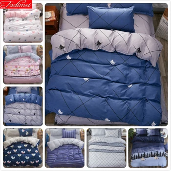 

Blue Grey AB Side Duvet Cover 3/4 pcs Bedding Set Adult Kids Child Soft Cotton Bed Linen Single Twin Queen King Big Size 220x240