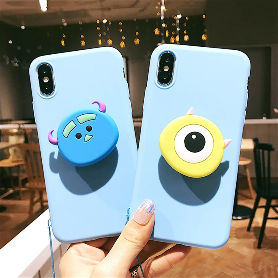 

Cute Monsters Sulley Mike Phone Case for Huawei P9 Lite P10 P20 Pro Case Cartoon 3D Stand Soft Cover for Huawei P20 Lite P30 Pro