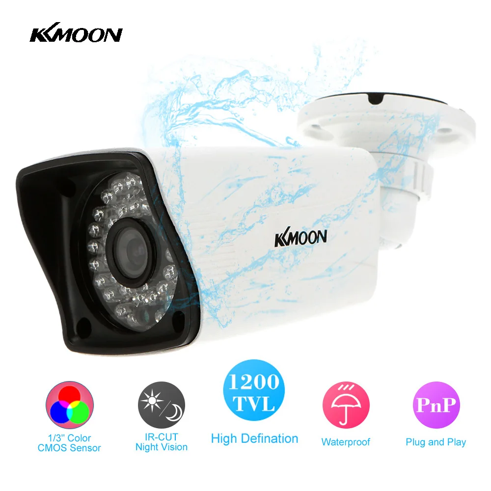 

KKmoon Waterproof HD 1200TVL Security Camera Outdoor 36 IR LEDs Night Vision 1/3" CMOS Mini Bullet CCTV Camera Home Security