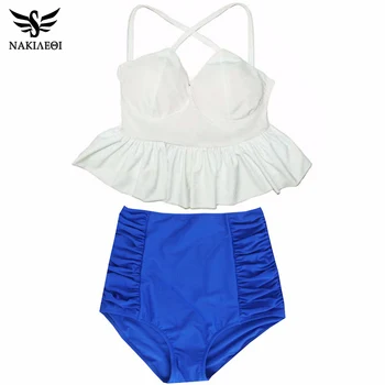 

NAKIAEOI 2019 New Bikinis Women High Waist Swimsuit Push Up Bikini Set Swimwear Female Halter Top Beach Wear Bathing Suits Dress
