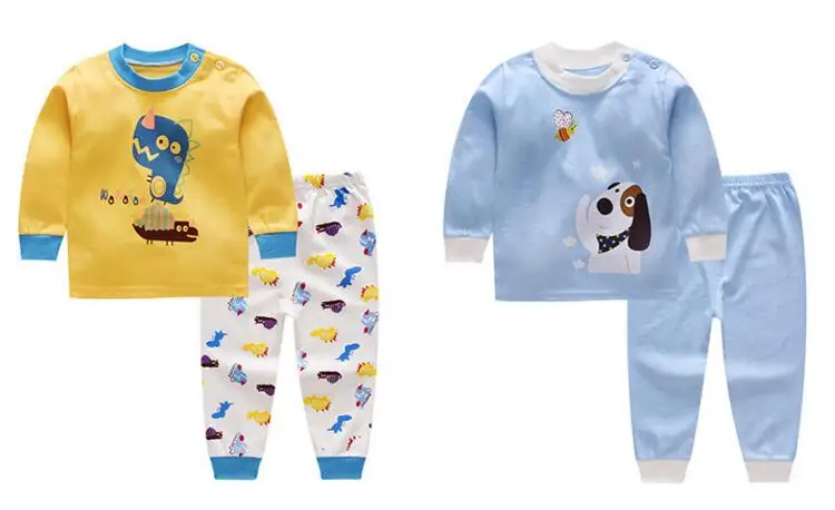 Хлопковая одежда для маленьких мальчиков и девочек; детская одежда для сна с героями мультфильмов; пижама с длинными рукавами; комплект детского нижнего белья; Детские подштанники; осенняя одежда
