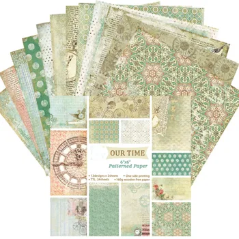 

DIY Scrapbook Kit 6" Designer Our Time Patterned Paper Collection 24 Sheet Pads Background Papers Card Making Craft Patterned