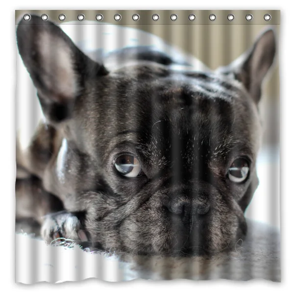 180x180cm French Bulldog Bathroom Waterproof Polyester Shower Curtain