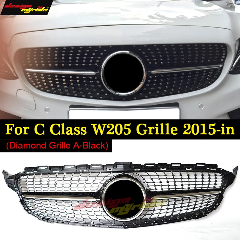 W205 Алмазная решетка ABS черный без камеры C63 look c класс C180 C200 C250 C300 350 400 Спортивные