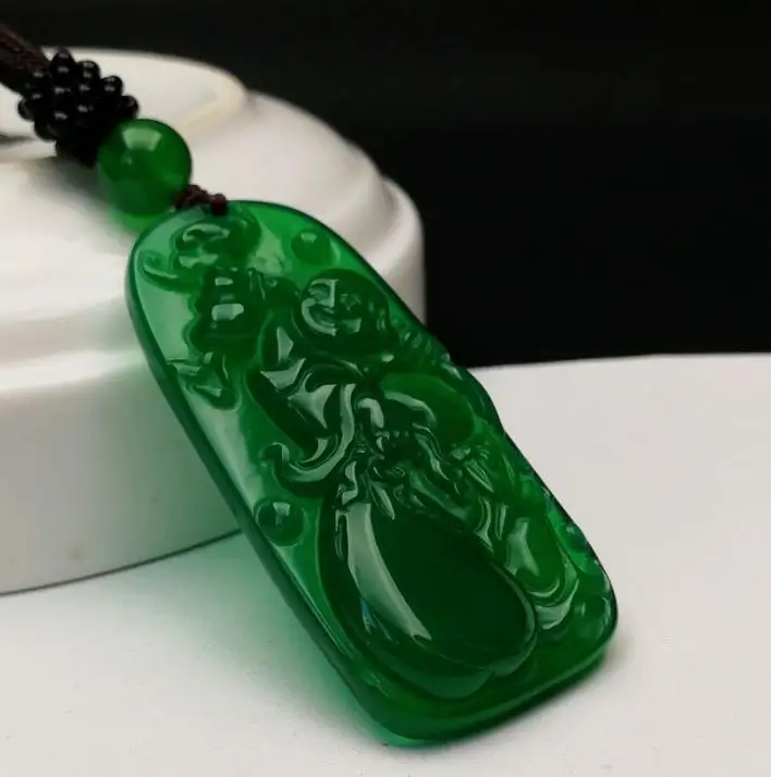 Подвеска в виде сумочки для денег Будды Maitreya из зеленого агата подвеска