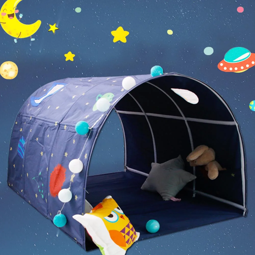 Tunnel Tent for Twin Beds Space Galaxy Children's Bed Tent Tunnel Boys Game House Toys For Kids Children