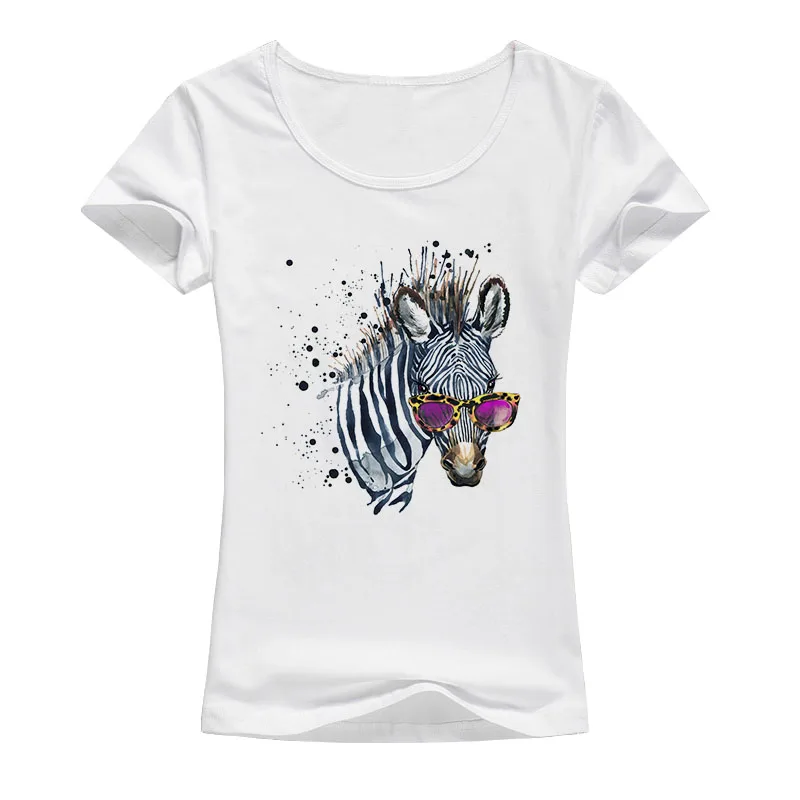 

Watercolor Zebra T shirt Women Summer Style Hot Sale Shirt Elastic Comfortable Lycra Cotton Printed Tops Fashion Tees Femme A002
