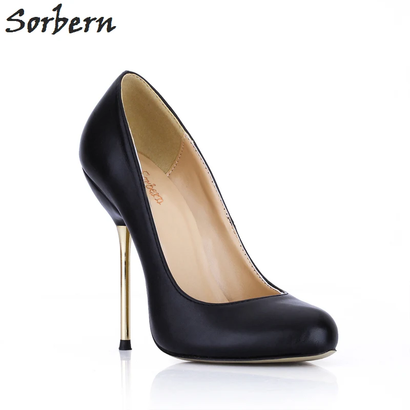 

Sorbern Women Pumps Shoes Plus Size Black PU High Metal Heels Slip On Pumps Women Shoes Chaussure Femme Custom Color Pumps