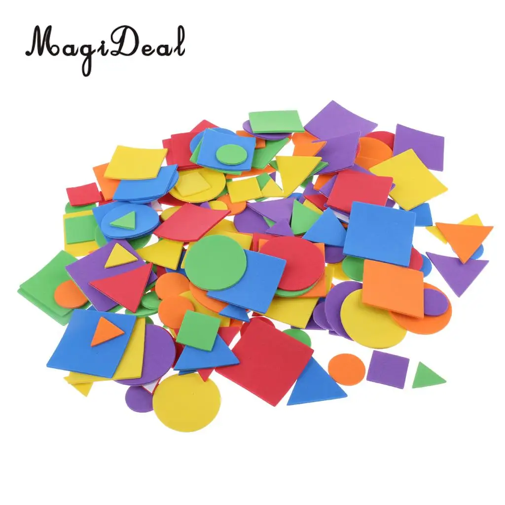 200 Pieces Foam Stickers Self-adhesive Geometric Shaped Sticker for Scrapbooks Kid Room Kindergarten Wall Decoration