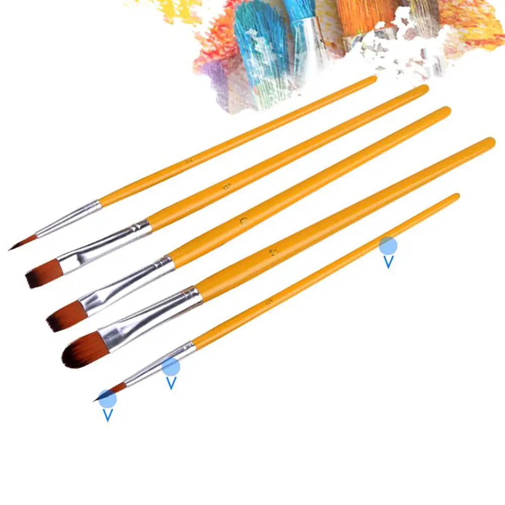 Kopen 5 stks Art Kunstenaar Acryl Aquarel Olieverf Pen Nylon Haar Schilderij Borstel Set Art Tekening Borstels Levert