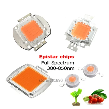 

2016 High Power LED Chip Full Spectrum Grow Light Epistar COB Beads 1W 3W 10W 20W 30W 50W 100W 200W 380-850nm for DIY Plant Grow