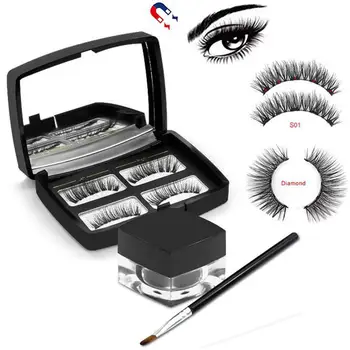 

Magnetic Eyeliner Cream with Magnetic Eyelashes 3D Waterproof Sweat-proof Magnetic Liquid Eyeliner False Lashes Set R6