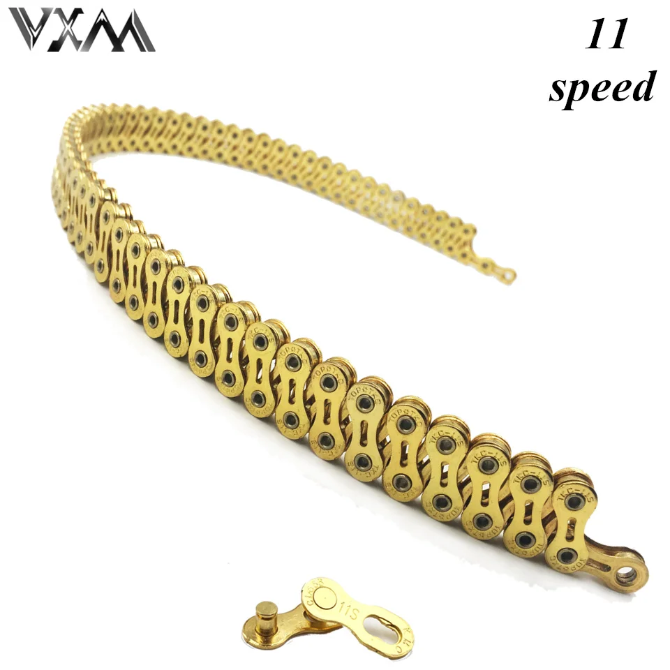 

VXM Bicycle chain 11 Speed full hollow out Super Light mountain bike chain single 116 links Gold chain Bicycle Parts
