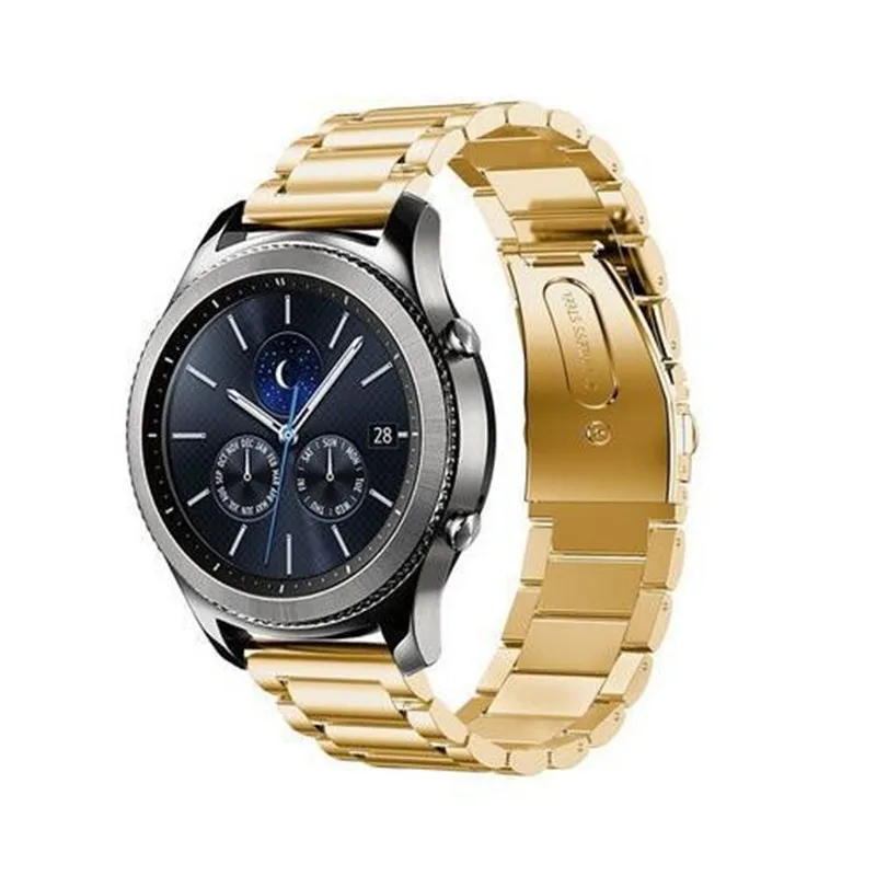 Хохлатый браслет из нержавеющей стали для samsung gear S3 Class/Frontier/Galaxy Watch 46 мм huawei watch gt ремешок 22 мм ремешок для часов - Цвет ремешка: gold