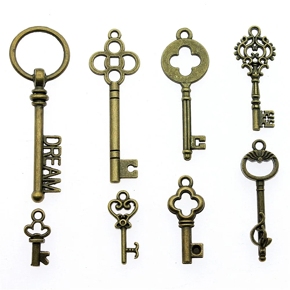 

15pcs/lot Vintage Key Pendant Charms Antique Bronze Color Key Charms Jewelry Diy Retro Key Charms For Bracelet Making