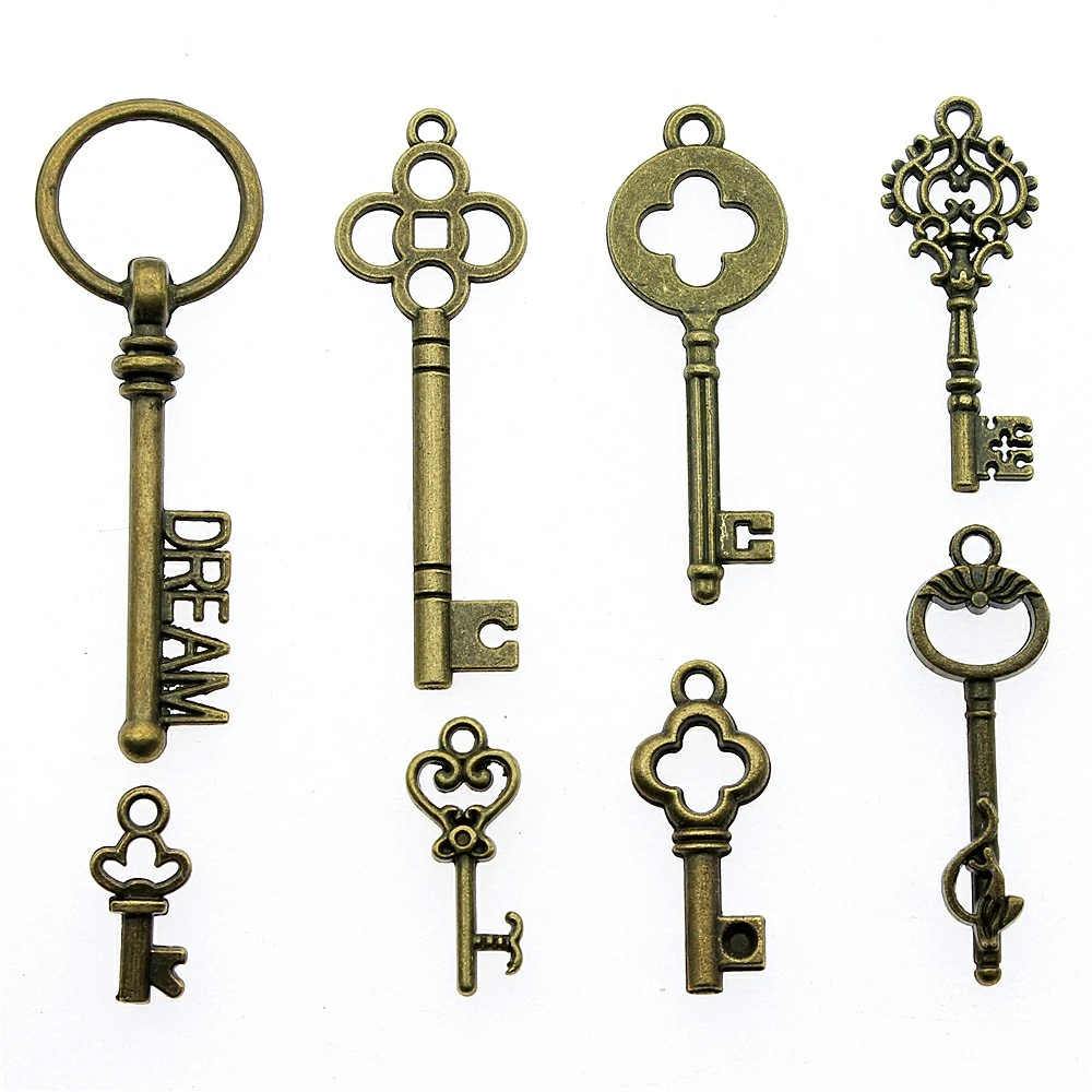 GiftJewelryShop Bronze Retro Style I Love My Grandkids Vintage Keys Charm Pendant Necklace