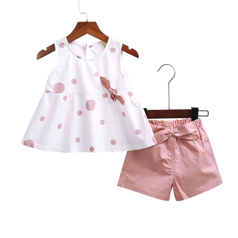 

Girls Suits 2019 Summer Style Kids Beautiful Sleeveless Children O-neck Clothing Shorts Suit With Short Pant 2Pcs Clothes