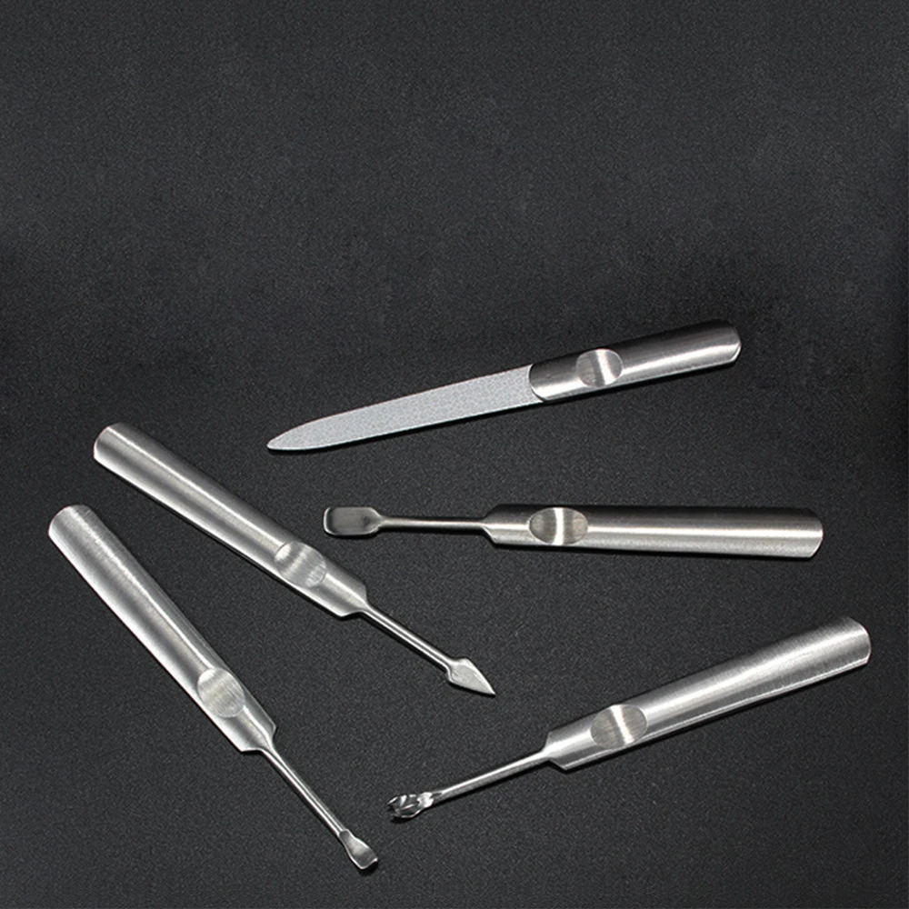 Manicure Set Grooming Kit Stainless Steel Nail Files Cuticle Cutter Remover Pusher Ear Pick Pedicure Nail Care Tools (7)