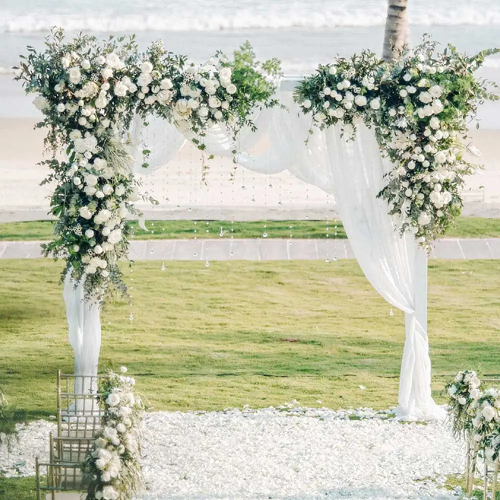 

Artificial Fake Wisteria Vine Rattan Hanging Garland White Silk Flowers String Home Party Wedding Decoration Outdoor Arch Decor