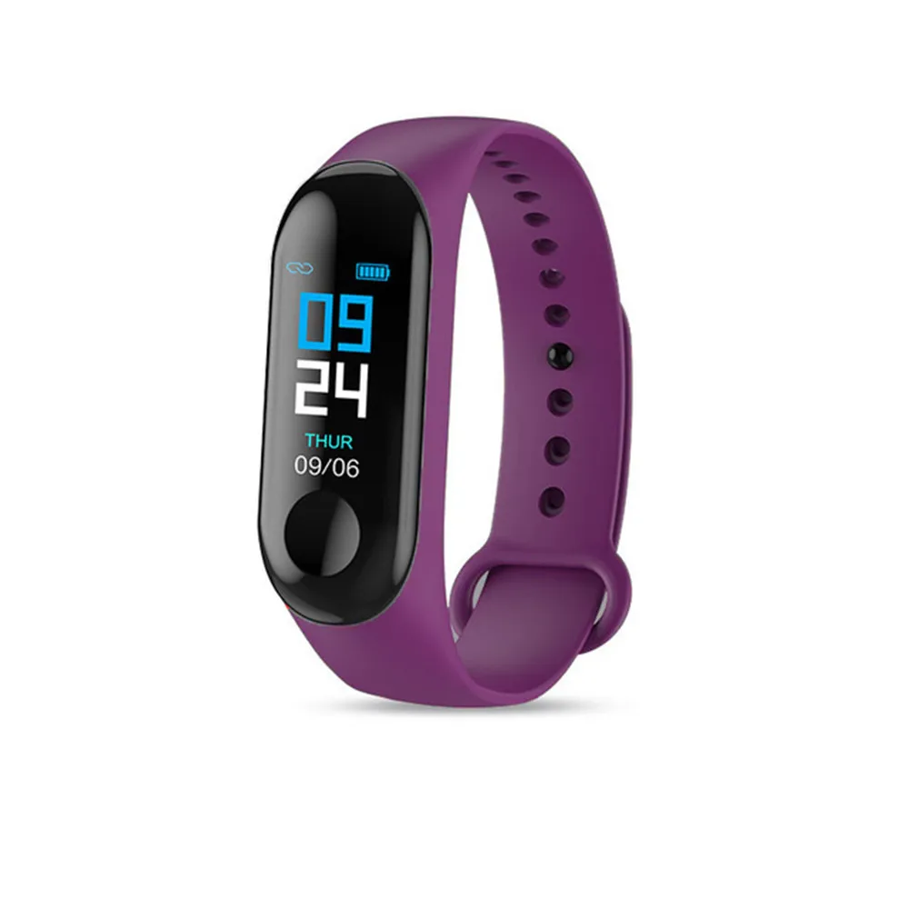 M3 plus, Смарт-часы, фитнес-трекер, браслет, пульсометр, цветной экран, умная электроника, браслет, спортивные часы - Цвет: Purple