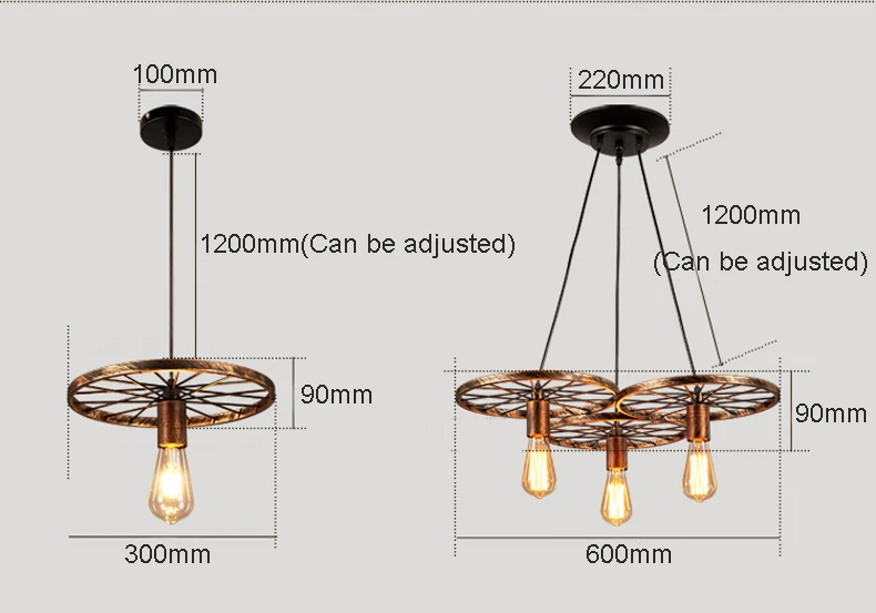 E27 подвесной светильник с металлическим колесом в стиле лофт, винтажный промышленный светильник, американский светильник для прохода, s лампа 110 V-220 V