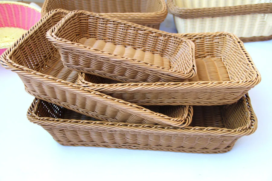 

DIY Storage Baskets Rattan Handwork Basket Bread Basket Food Fruit Basket for Kitchen and Living Room Dining Room Drop Shipping