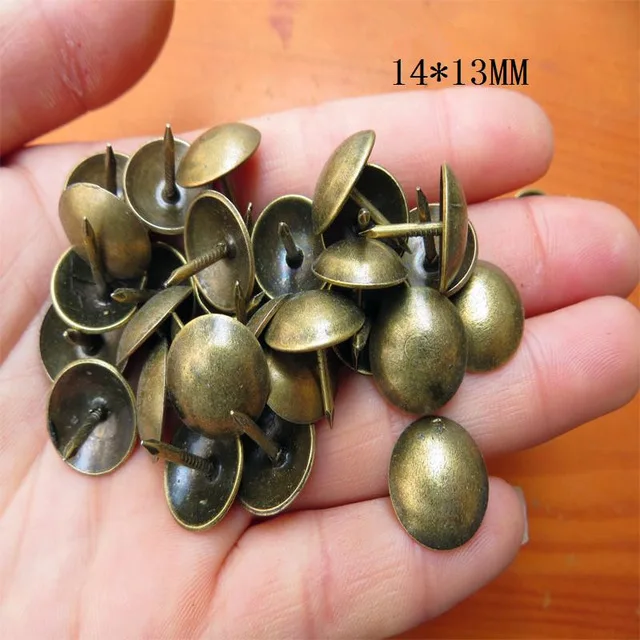 100Pcs 14*13mm,Round Decorative Iron Nails Furniture Studs Sofa Chair Pins,Table Foot Glide Nail,Tack Nail,Antique Bronze Tone 100Pcs 14*13mm,Round Decorative Iron Nails Furniture Studs Sofa Chair Pins,Table Foot Glide Nail,Tack Nail,Antique Bronze Tone
