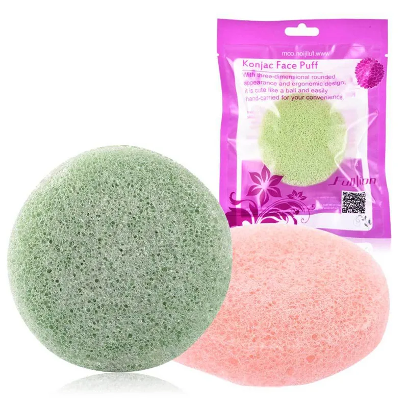 Губка Konjac круглой формы косметическая губка для очистки лица натуральный спонж