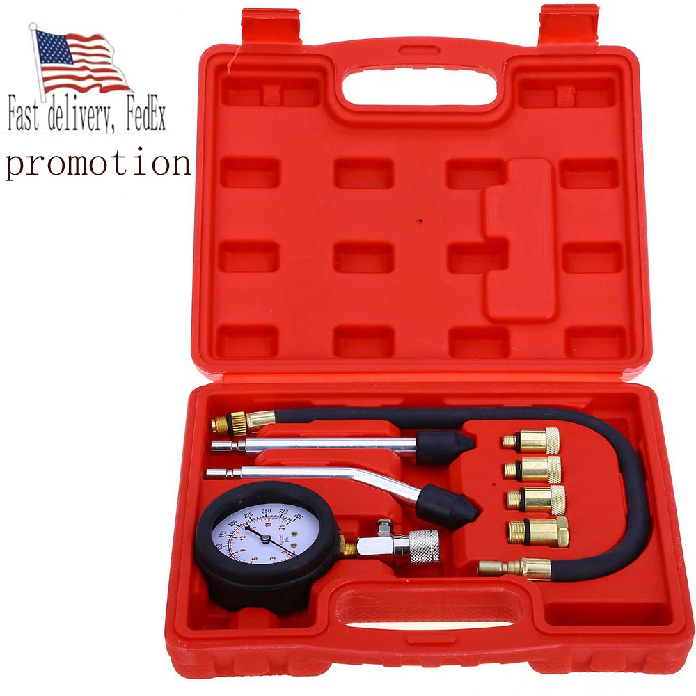 

9pcs/set Petrol Gas Engine Cylinder Compressor Gauge Meter Test Pressure CompressionTester Leakage Diagnostic Post promotion