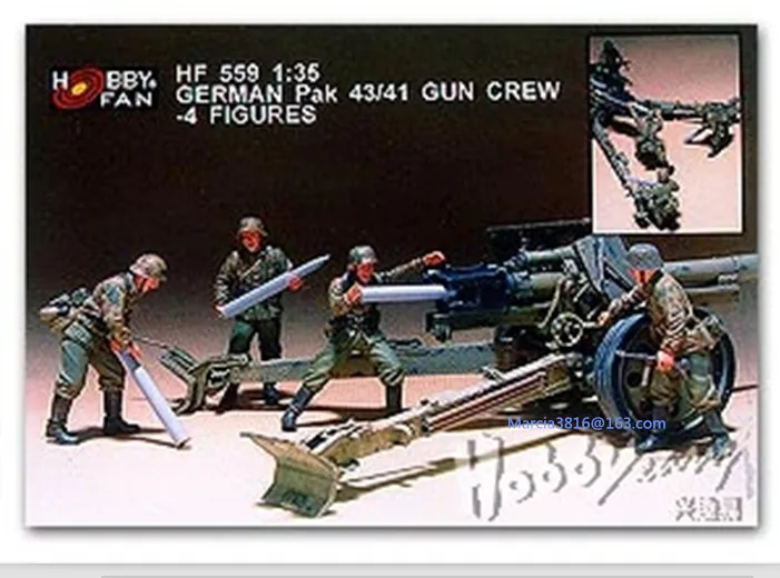 135 Ww2 German Pak 43 Anti Tank Gun Soldier 4 People Wwii Resin Model