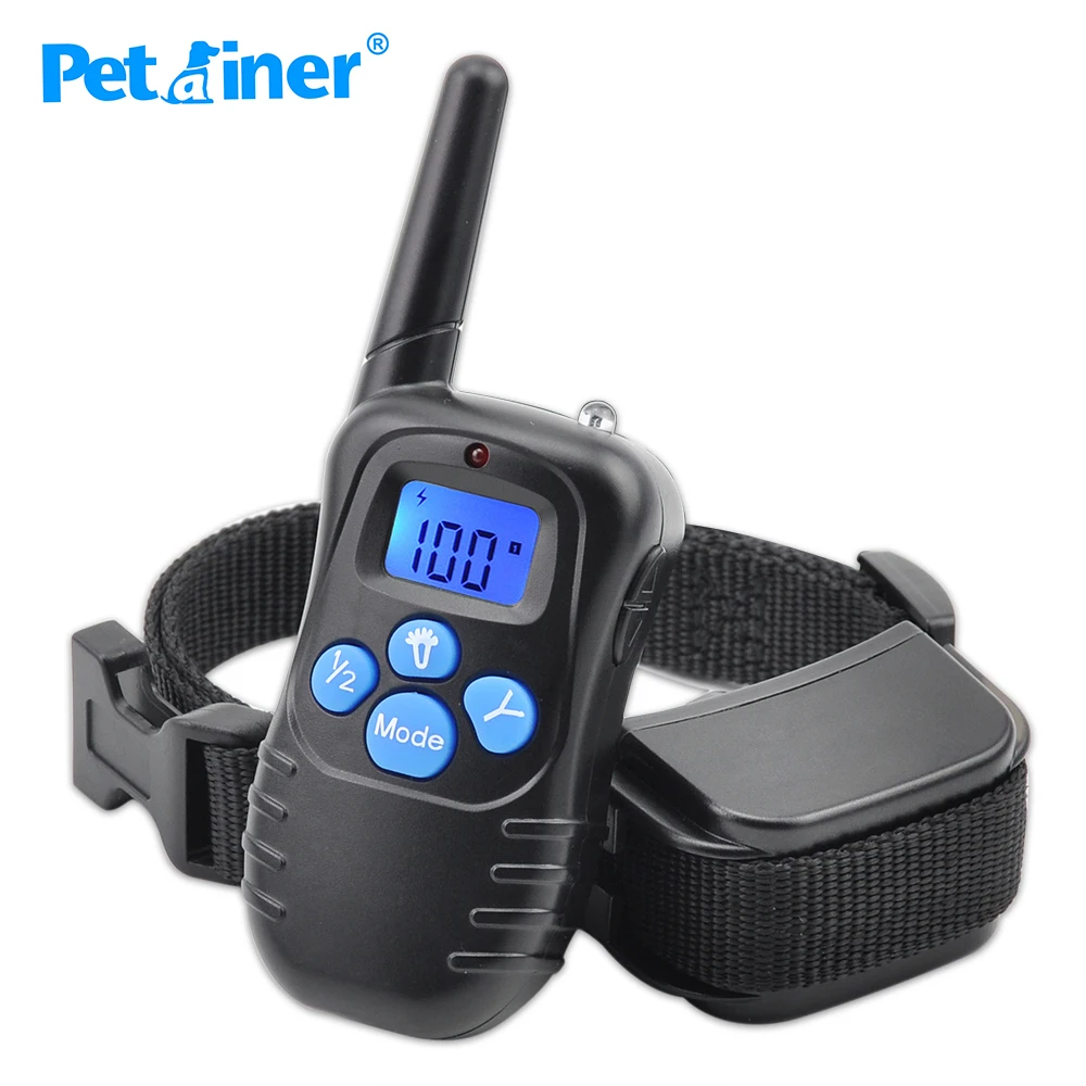 

Petrainer 998DRB-1 300M Rechargeable And Rainproof Shock Vibra Remote Control LCD Electric Pet Dog Training Collar