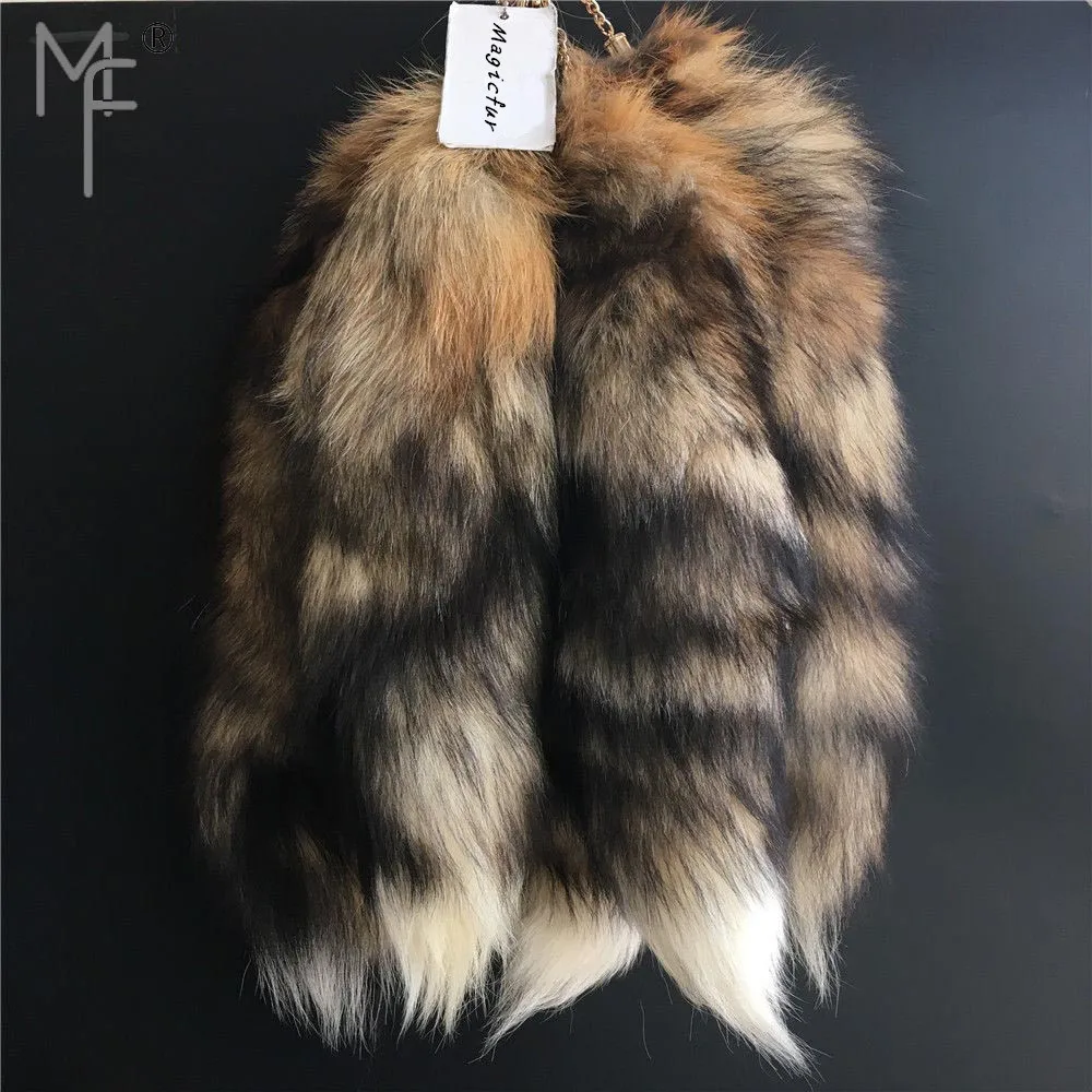 Magicfur-реальный Лисий Мех Хвост солнце лиса чёрный коричневый белый кожаный брелок