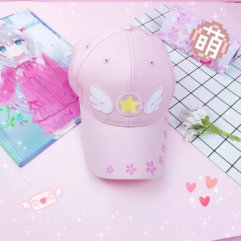 

Anime Lolita Card Captor Sakura Cosplay Cute Girls Pink Cap Baseball Cap Hat