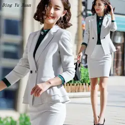 2019 Новая мода женский комплект 2 шт. брючные костюмы тонкая рабочая одежда офисный Женский блейзер с длинными рукавами и брюки наряды