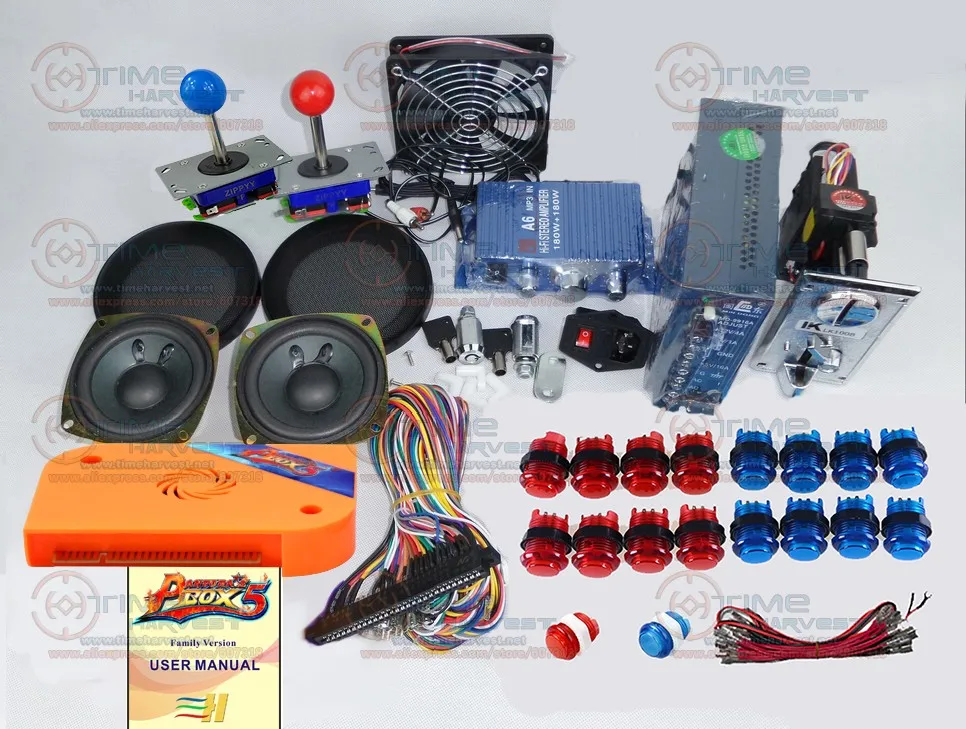 

Arcade parts Bundles kit With 960 in 1 multi game Pandora Box 5 Long Joystick 12V LED illuminated button Jamma Harness Coin mech