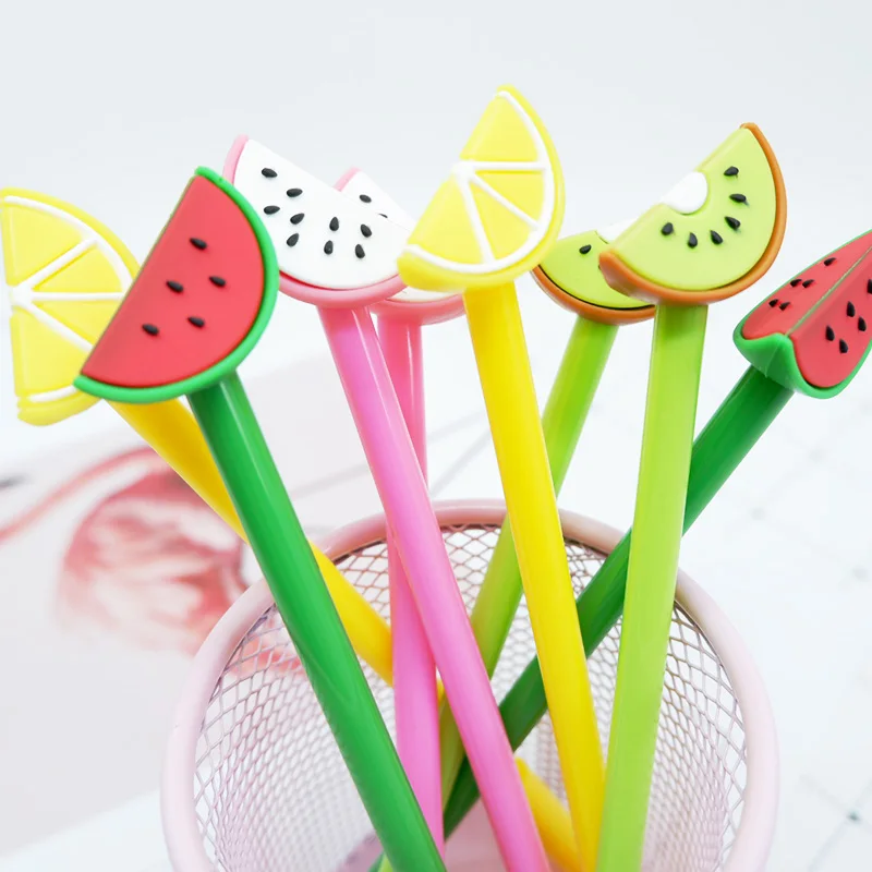 

4 pcs/lot Cute Cartoon fruit gel Pen kawaii stationery School Supplies Office Supplies Cute writting pens paperlaria