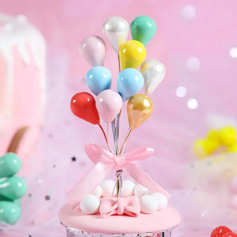

5pcs Foam Balloon Mixed Colors Cake Topper Happy Birthday Cake Topper Baby Shower Decorations Wedding Party Cake Deoration