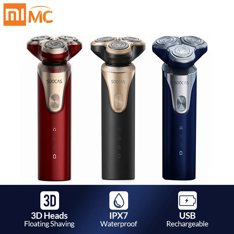 Xiaomi Mijia SOOCAS S3 электробритва для мужчин 3 режущая головка сухая влажная бритва