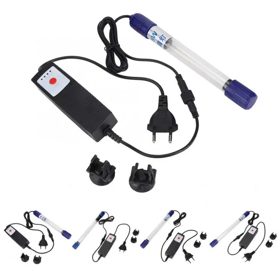 

EU Plug UV Sterilization Lamp Aquarium Light Fish Tank Underwater Water Adjustable Timer Disinfection Light