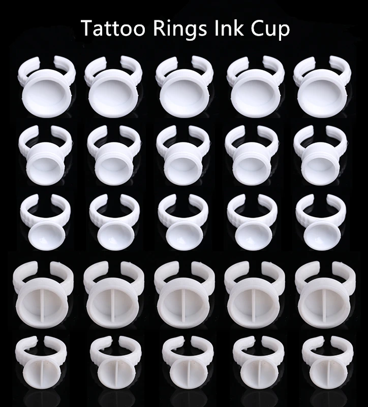 

500pcs Tattoo Ink Holder Disposable Finger Permanent Makeup Microblding Pigment Ring Cup Divider S/M/L