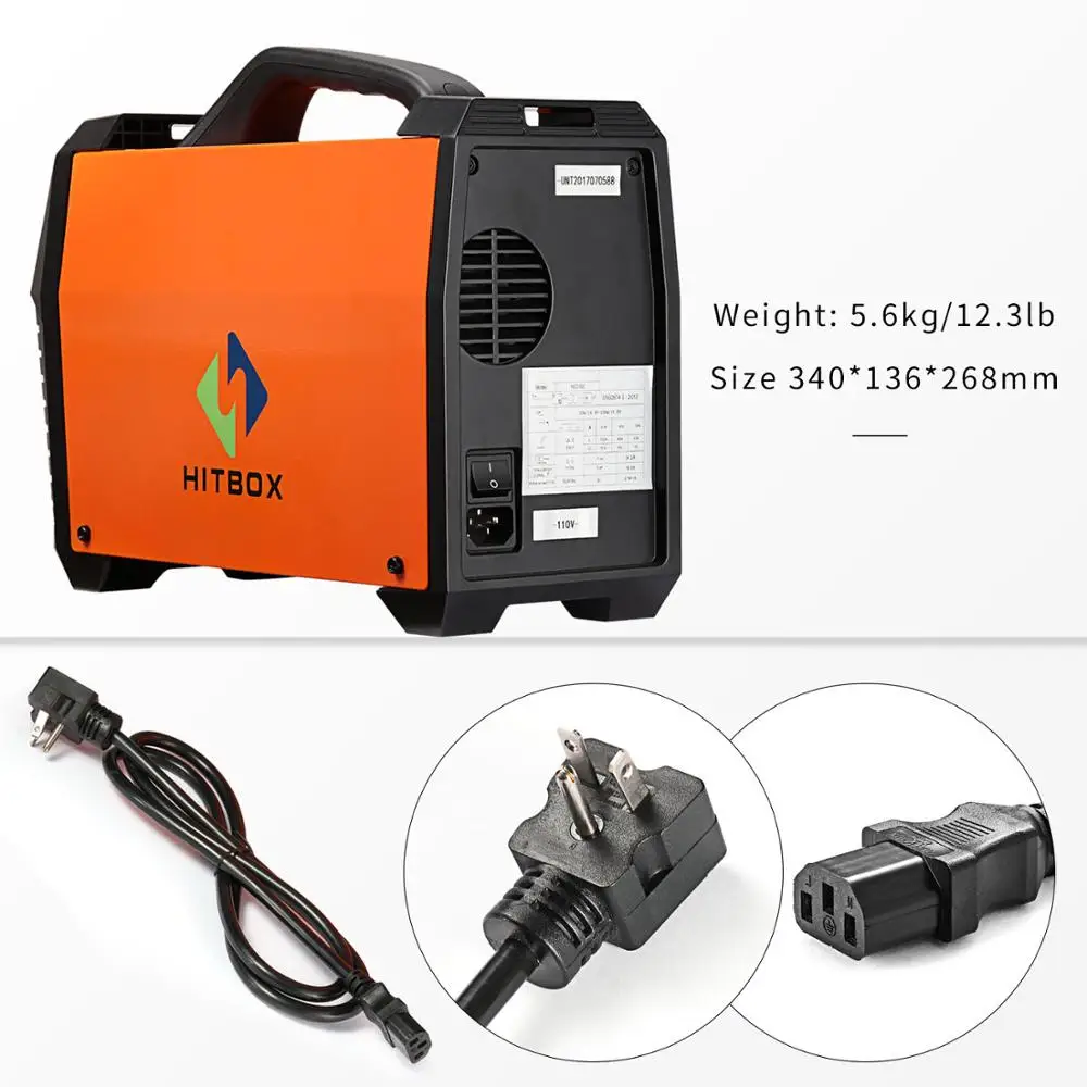 HITBOX Mig Welder 220V MIG120A Flux Cored Wire Iron Welding Machine Portable Size DC Mig Welding Tools For Mig No Gas Welding