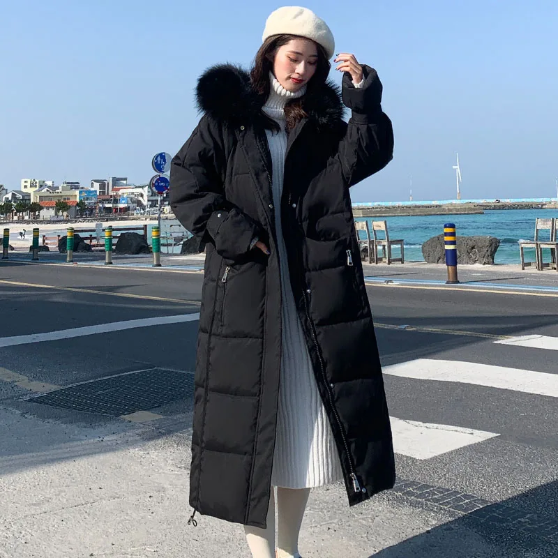 Price Korean Style 2019 Winter Jacket Women Hooded With Fur X long Down Coat Thicken Warm Padded Parka High Quality