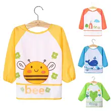 Популярный Детский водонепроницаемый нагрудник с длинными рукавами и рисунком из мультфильма для малышей
